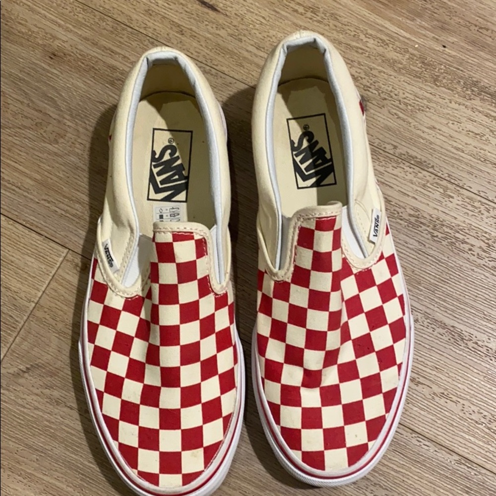 EUC Worn Once Red Vans Checkered Slip On Size 7.5